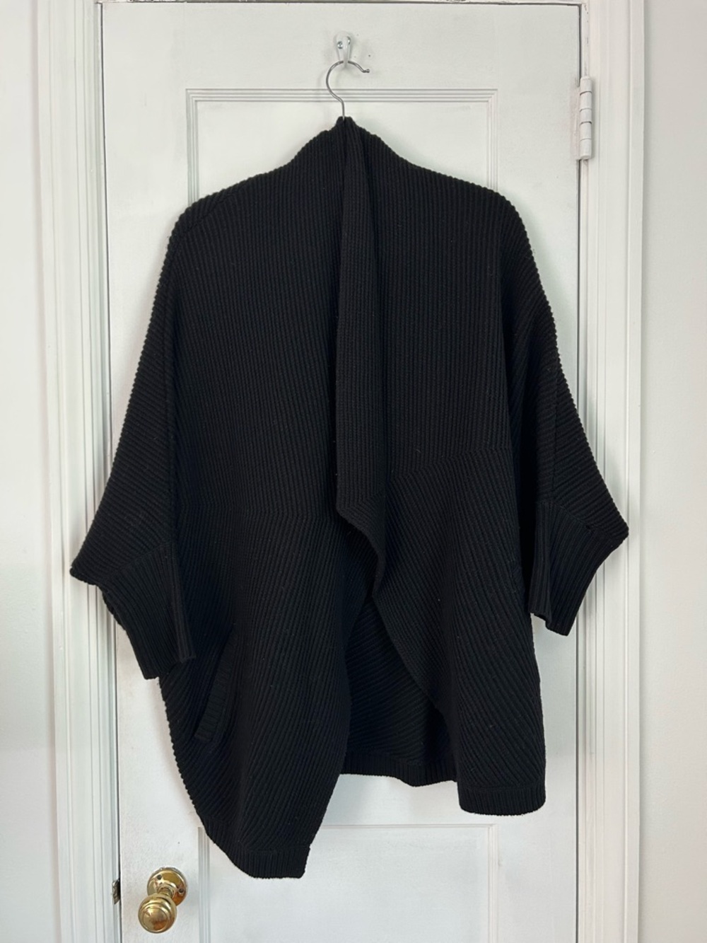 Madewell Black Ribbed Open-Front Shell Cardigan Size XS/S